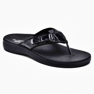 Sollbeam Womens Black Patent Leather Flip Flops Size 9- 9.5 (40)